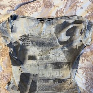 Abstract Graphic Sheer Top urban outfitters